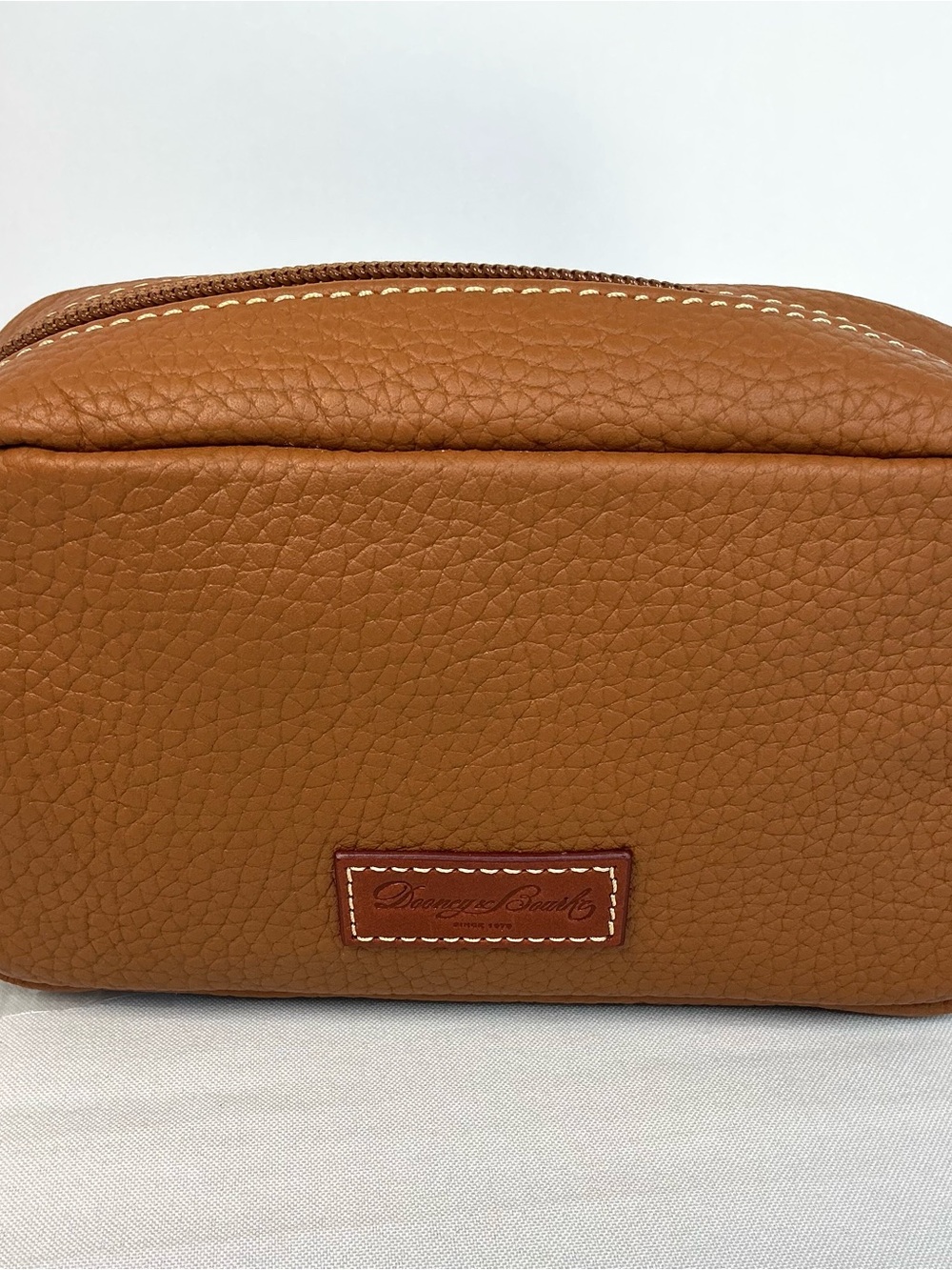 Dooney & Bourke Caramel Pebbled Leather Toiletry Cosmetic Bag - Picture 2 of 6
